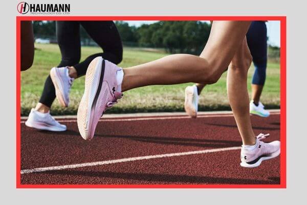Running shoes designed with biomechanics for optimal performance.