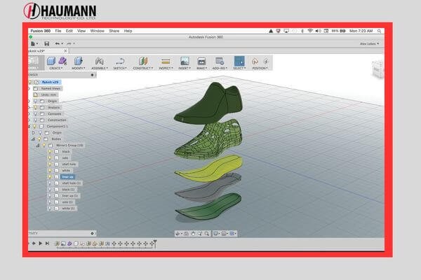 CAD design software being used to create sports equipment models.