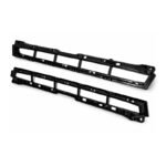 Automotive plastic front grille component manufactured using precision injection molding for exterior vehicle applications.