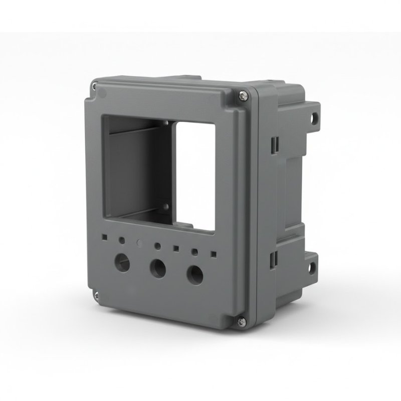 Industrial plastic control panel housing manufactured using precision injection molding