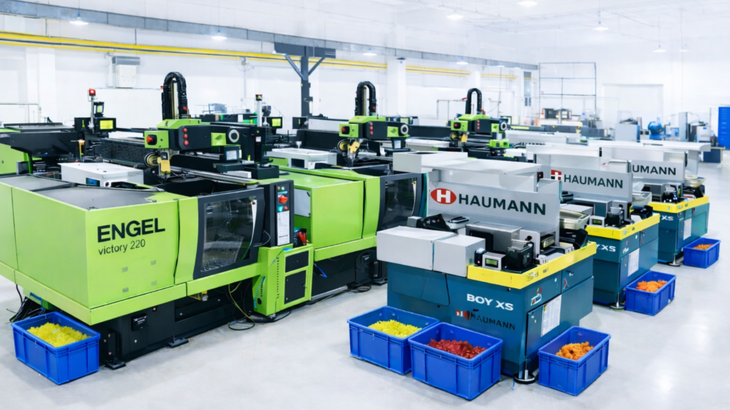 Plastic injection molding machine at Houston, TX manufacturing facility