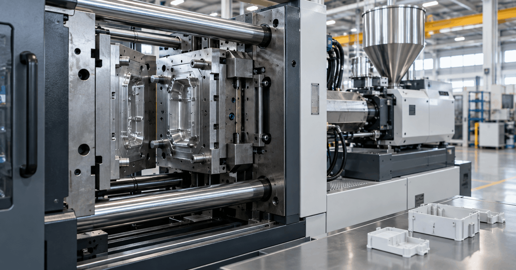 Injection molding machine and precision mold used for plastic parts production